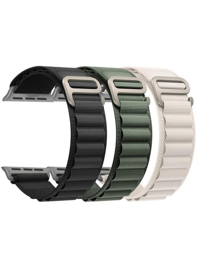MARGOUN - 3 Pack Alpine Loop Band For Apple Watch Band 49Mm/45Mm/44Mm/42Mm Nylon Woven Sport Strap Compatible With iWatch Series Ultra2/Ultra/8/7/SE/6/5/4/3/2/1 Adjustable With Metal G-Hook Strap Multicolour2 - Image 1