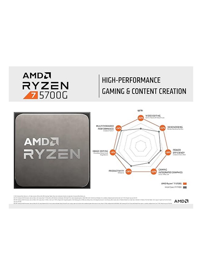 AMD Ryzen 7 5700G 8-Core, 16-Thread Unlocked Desktop Processor with Radeon Graphics ‎Black  - Image 4