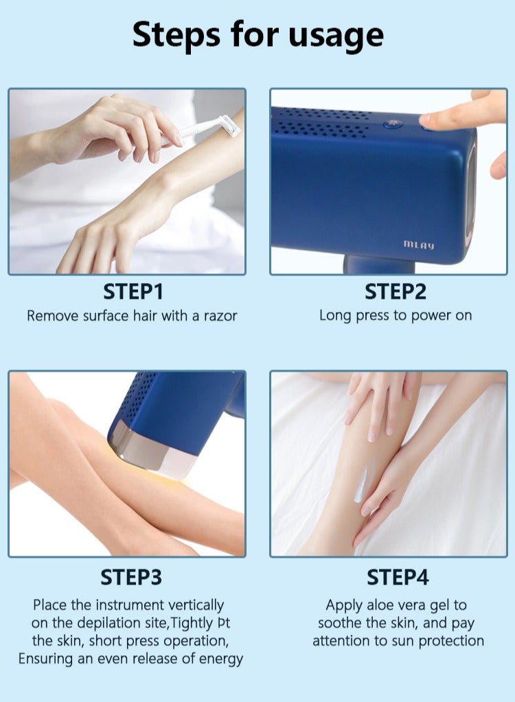 MLAY T14 Hair Removal Device With Three Lenses, One For Body Hair, One For Removing Wrinkles And Tightening The Skin, And One For Removing Acne - Image 3