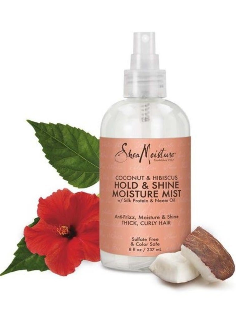 Hold And Shine Moisturizing Hair Spray With Silk Protein, Neem Oil, Coconut And Hibiscus 237ml