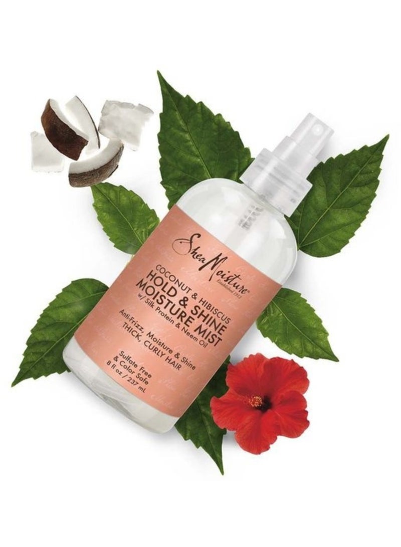 Hold And Shine Moisturizing Hair Spray With Silk Protein, Neem Oil, Coconut And Hibiscus 237ml