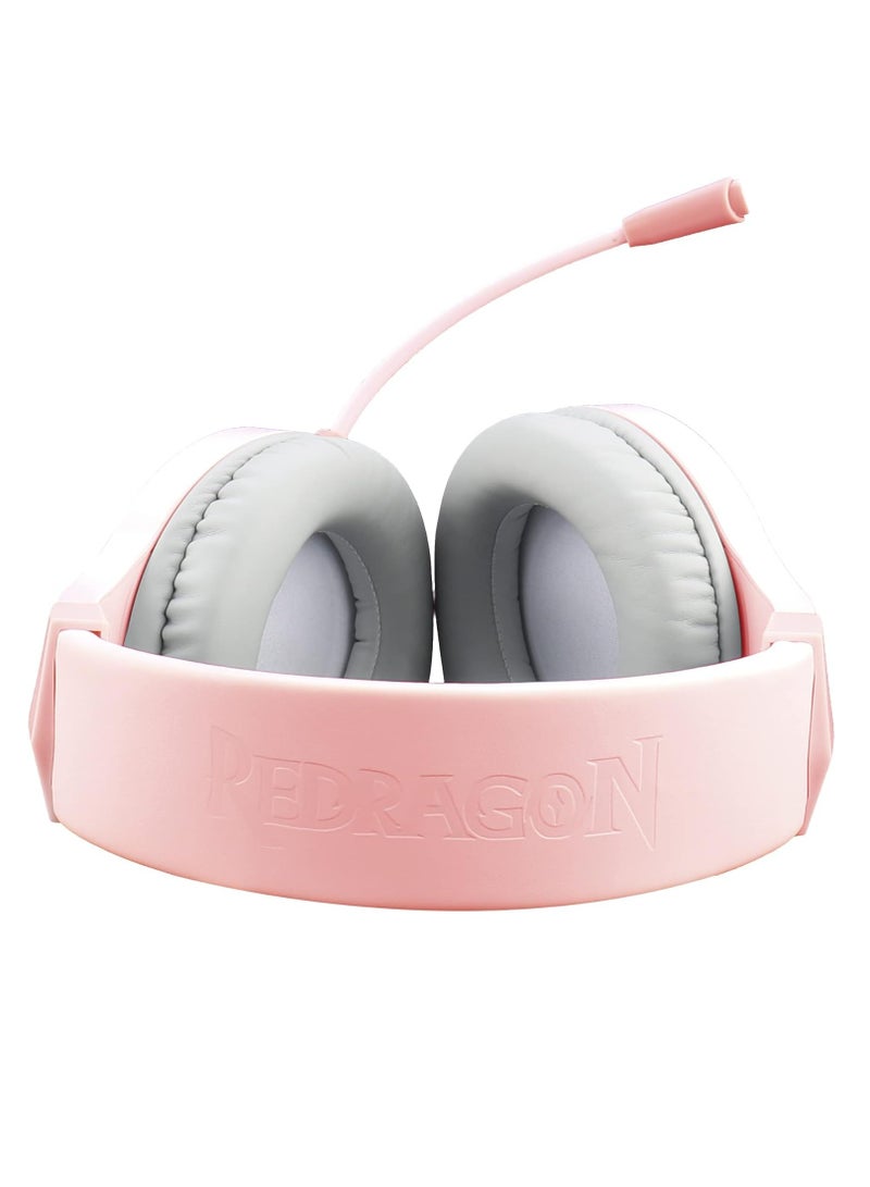 REDRAGON H260 Pink Headphones RGB , Standard With Flexible Omni-Directional Microphone With 40mm Capsule For Clear Communication - Image 4