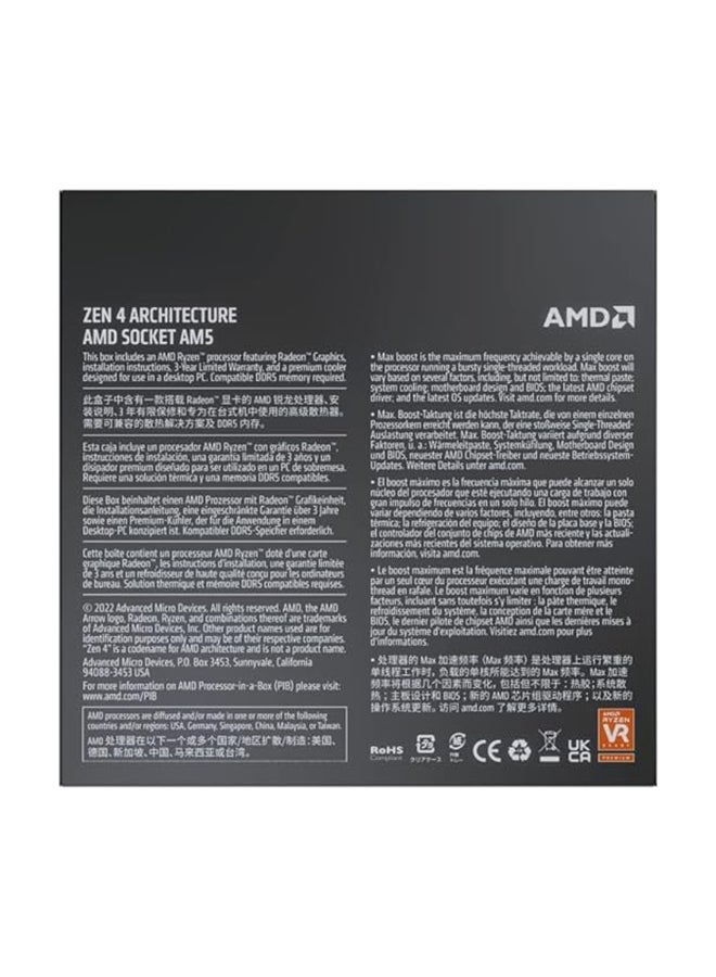 AMD - Ryzen 5 7600 Desktop Processor (6-core/12-thread, 38MB cache, up to 5.1 GHz max boost) with Wraith Stealth Cooler black - Image 1