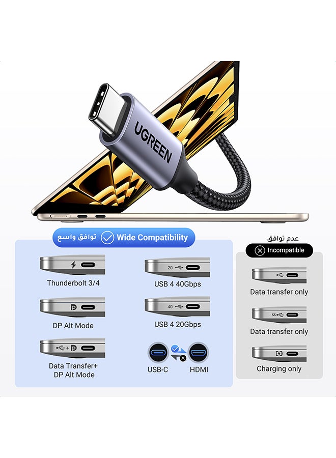 USB C to HDMI Cable 1M, USB 3.1 Type C Thunderbolt 3 to HDMI 4K At 60Hz UHD Adapter Compatible With iPhone 16/15 Series,iPad Pro/Air/Mini,Samsung S24/S23 Ultra,MacBook Pro,Dell XPS Black