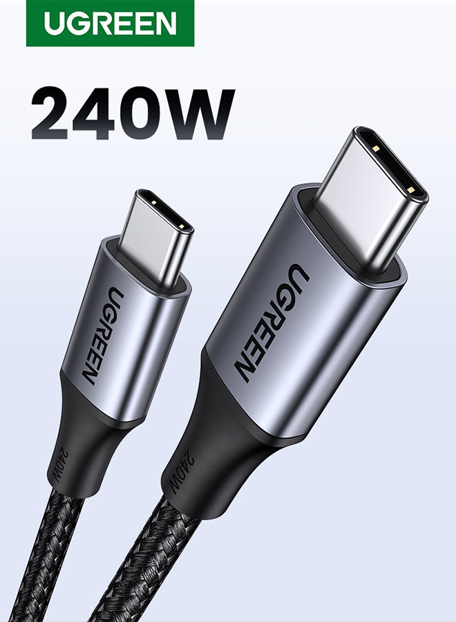 Ugreen - 240W USB C Cable 2M Braided 48V 5A Power Delivery PD3.1 Fast Charge USB Type C Cable For iPhone 16 15 Series Macbook Pro Air M3 M2 M1 iPad Pro Dell XPS Galaxy S24 S23 Ultra Xiaomi Huawei Lenovo Asus Space Grey - Image 1