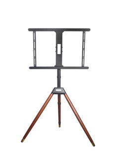 Flash Hawk Wood TV Stand With Tripod Base For 32-75 Inch Screens, Height Adjustable TV Floor Stand 180°Swivel Portable TV Mount Stand For Bedroom, Living Room, Studio Black+Brown  - Image 1