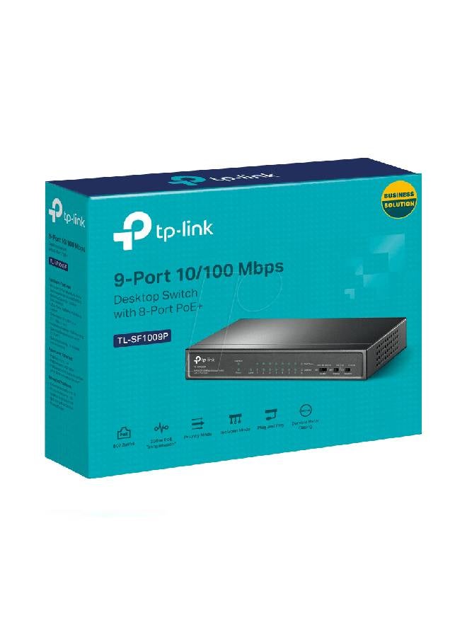 TP-LINK - TP-LINK 9-PORT 10/100MBPS DESKTOP SWITCH WITH 8-PORT POE+ Black - Image 1