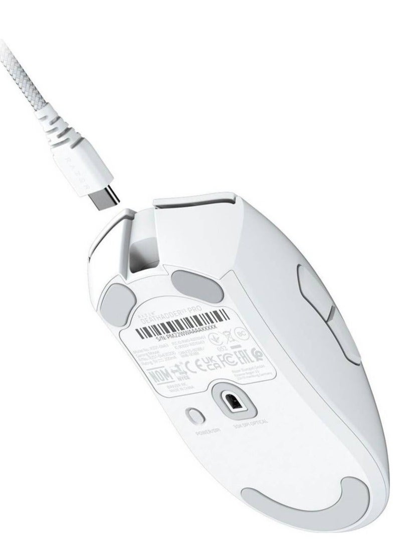RAZER - Deathadder V3 Pro Gaming Mouse, Focus Pro 3K Optical Sensor, 30000 Max DPI Sensitivity, Optical Mouse Switches Gen-3, 5 Programmable Buttons, 100% PTFE Feet, White | RZ01-04630200-R3G1 - Image 1