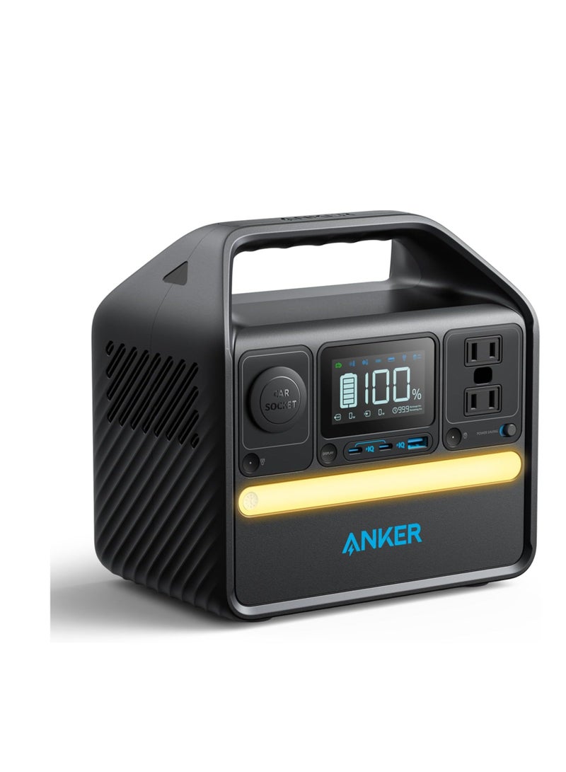 Anker - 320 Wh 522 Portable Power Station 320Wh,Over 3,000 Charge/Discharge Cycles, Equipped with 2 USB-C Ports, AC300W, Pure Sine Wave, PowerIQ 3.0 Camping, Outdoors, Emergency Power Supply Black - Image 1