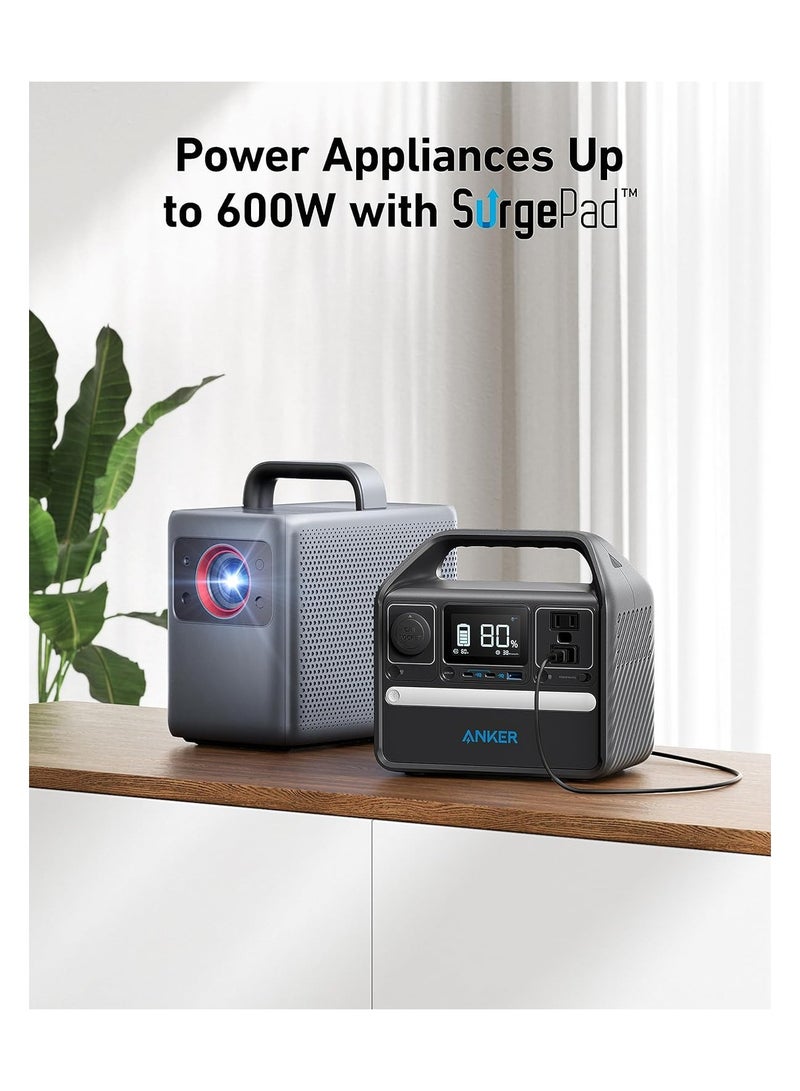 Anker - 320 Wh 522 Portable Power Station 320Wh,Over 3,000 Charge/Discharge Cycles, Equipped with 2 USB-C Ports, AC300W, Pure Sine Wave, PowerIQ 3.0 Camping, Outdoors, Emergency Power Supply Black - Image 1