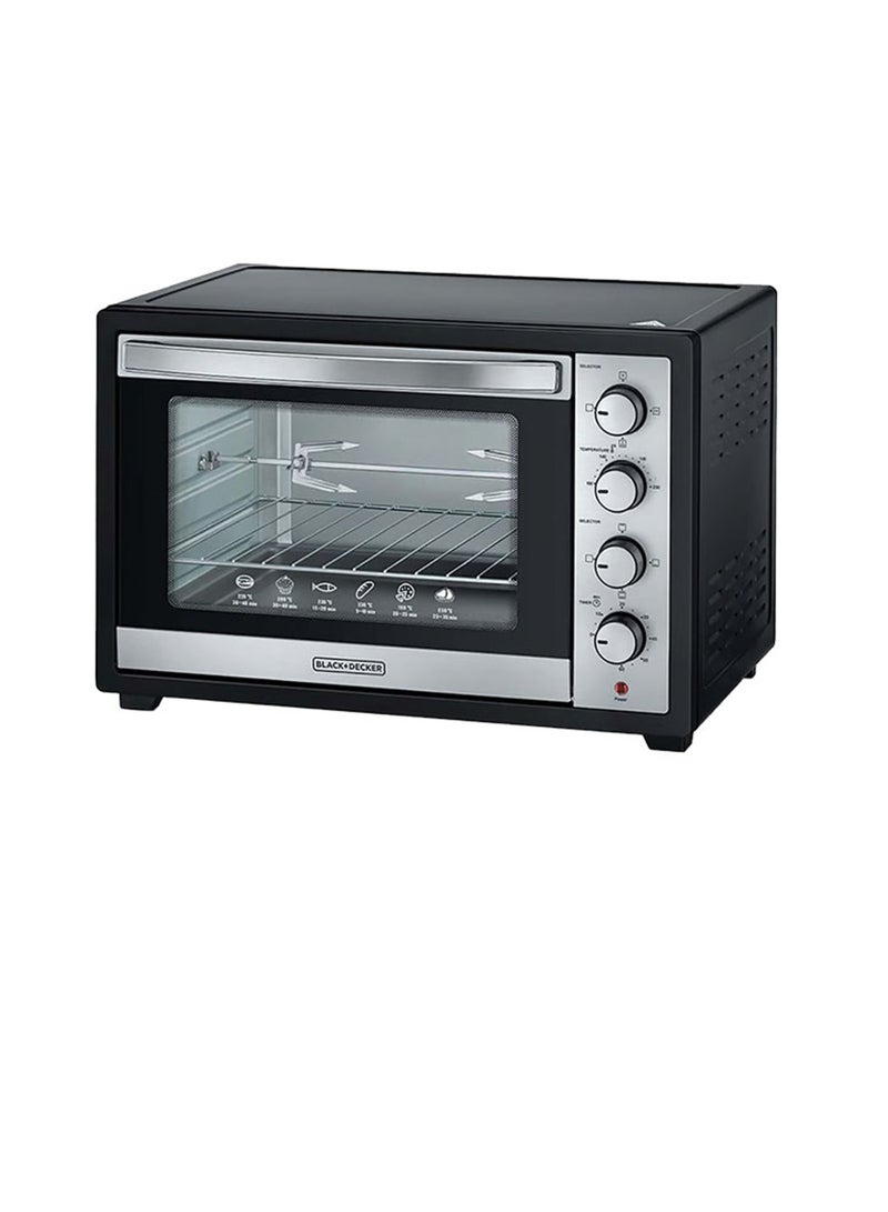 بلاك اند ديكر فرن كهربائي مع شواية وباب زجاجي مزدوج، سعة 50 لتر 2000 W TRO50RDG-B5