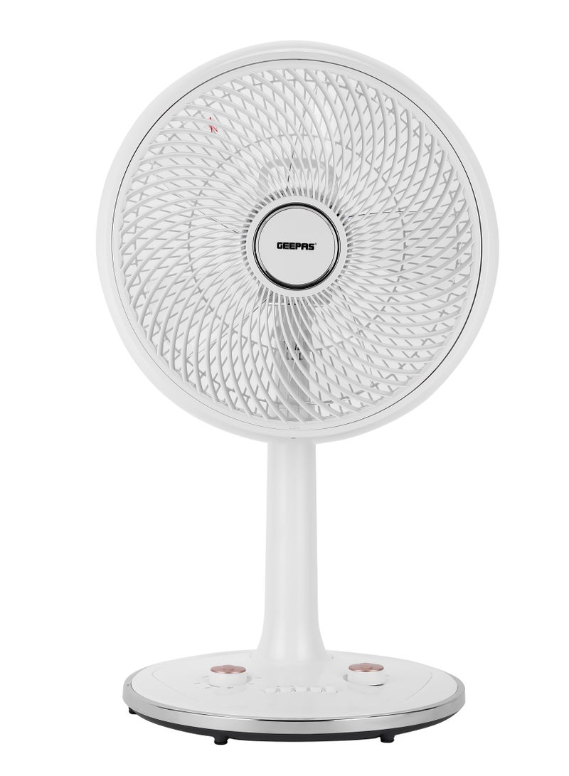 GEEPAS 14-Inch Desk Fan With 3 Speed Setting ABS Circulator Head AS 5 Fins Blade GF21202 White  - Image 1
