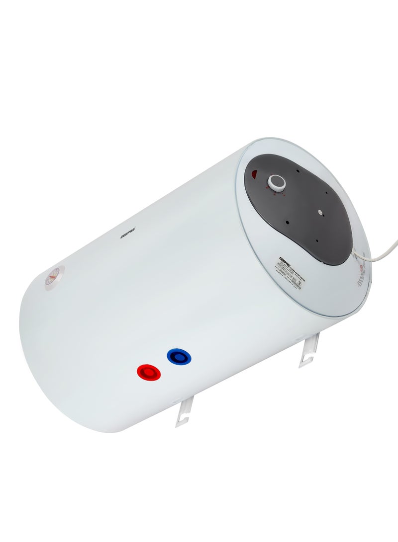 GEEPAS Electric Storage Water Heater, 80L Horizontal, Pre Coated Metal Body, Manual Control Knob, Inner Tank, Polyurethane Insulation, Magnesium Anode, Automatic Thermal Cut-Off, Surge Protection White  - Image 3