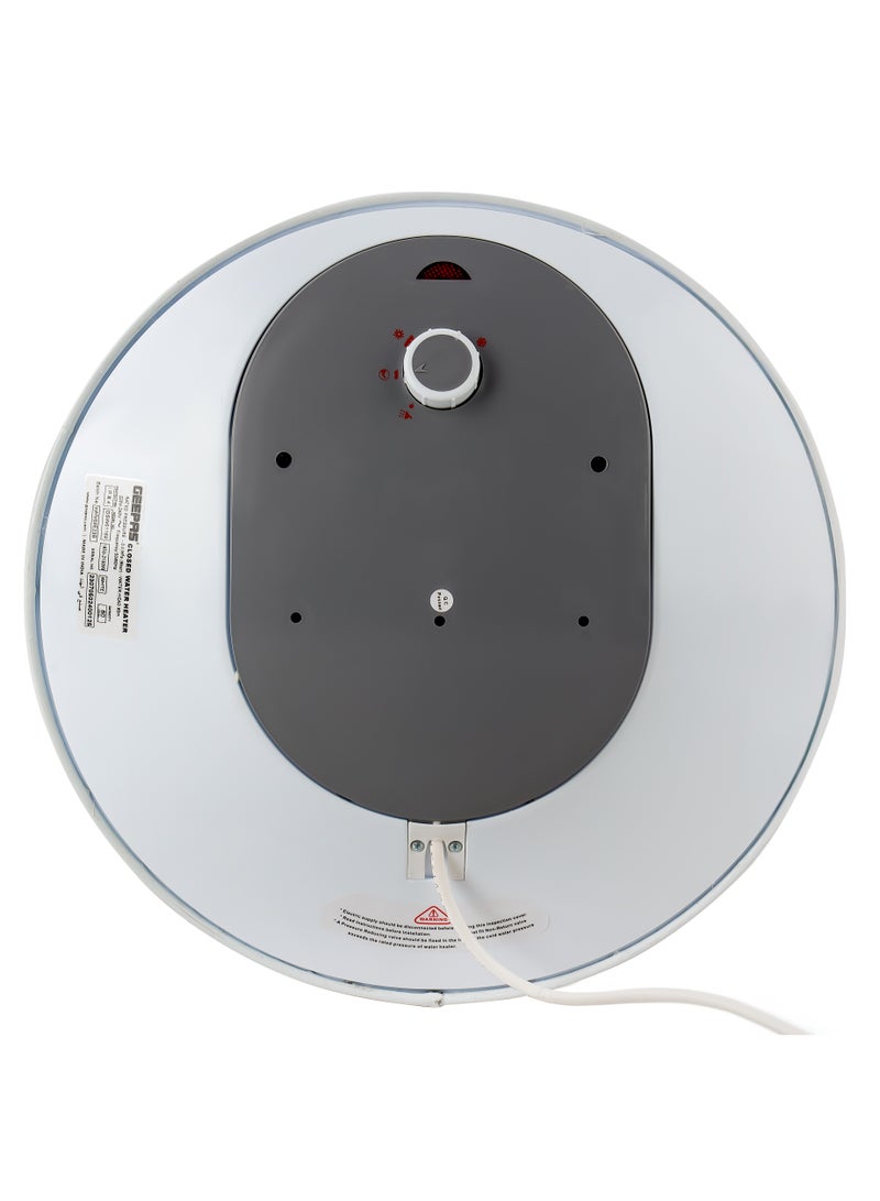 GEEPAS Electric 50L Horizontal Storage Water Heater, With Manual Control Knob, Inner Tank, Pre Coated Metal Body, Polyurethane Insulation, Magnesium Anode, Automatic Thermal Cut-Off,  Surge Protection White  - Image 3