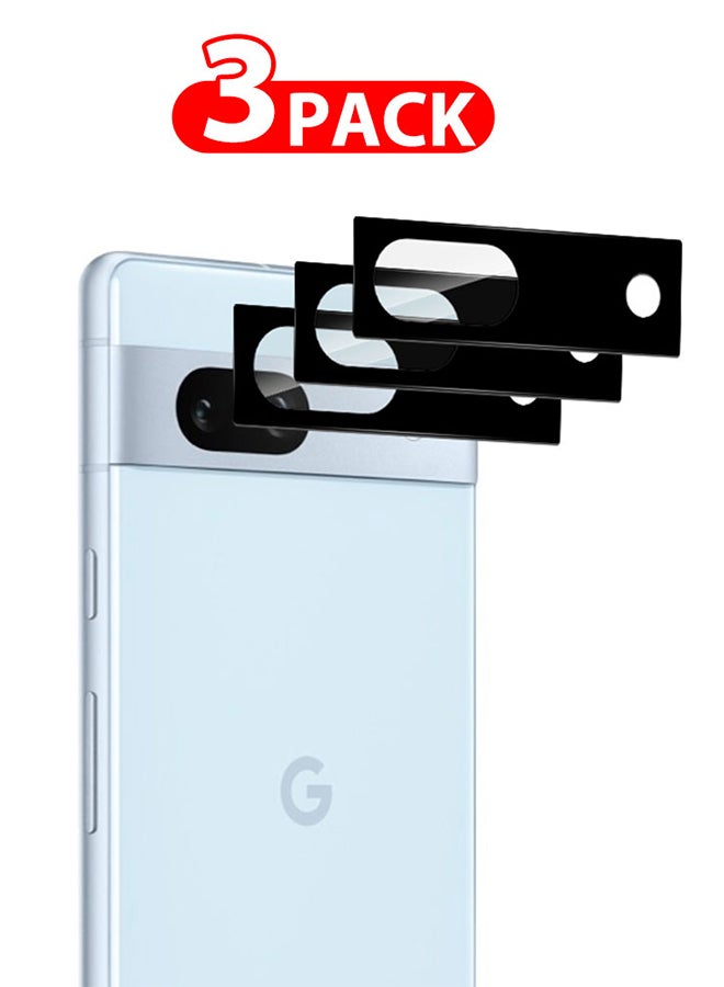 3 Packs For Google Pixel 7a Camera Lens Protector Back Camera Lens Screen Protector Film Anti-Scratch HD Tempered Glass Protector Black
