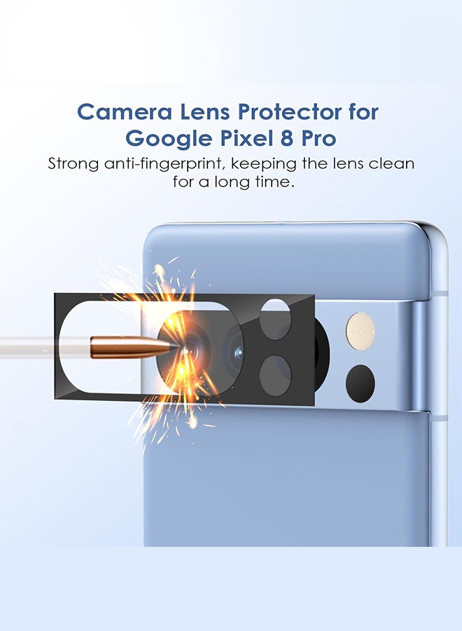 3 Packs For Google Pixel 8 Pro Camera Lens Protector Back Camera Lens Screen Protector Film Anti-Scratch HD Tempered Glass Protector Black