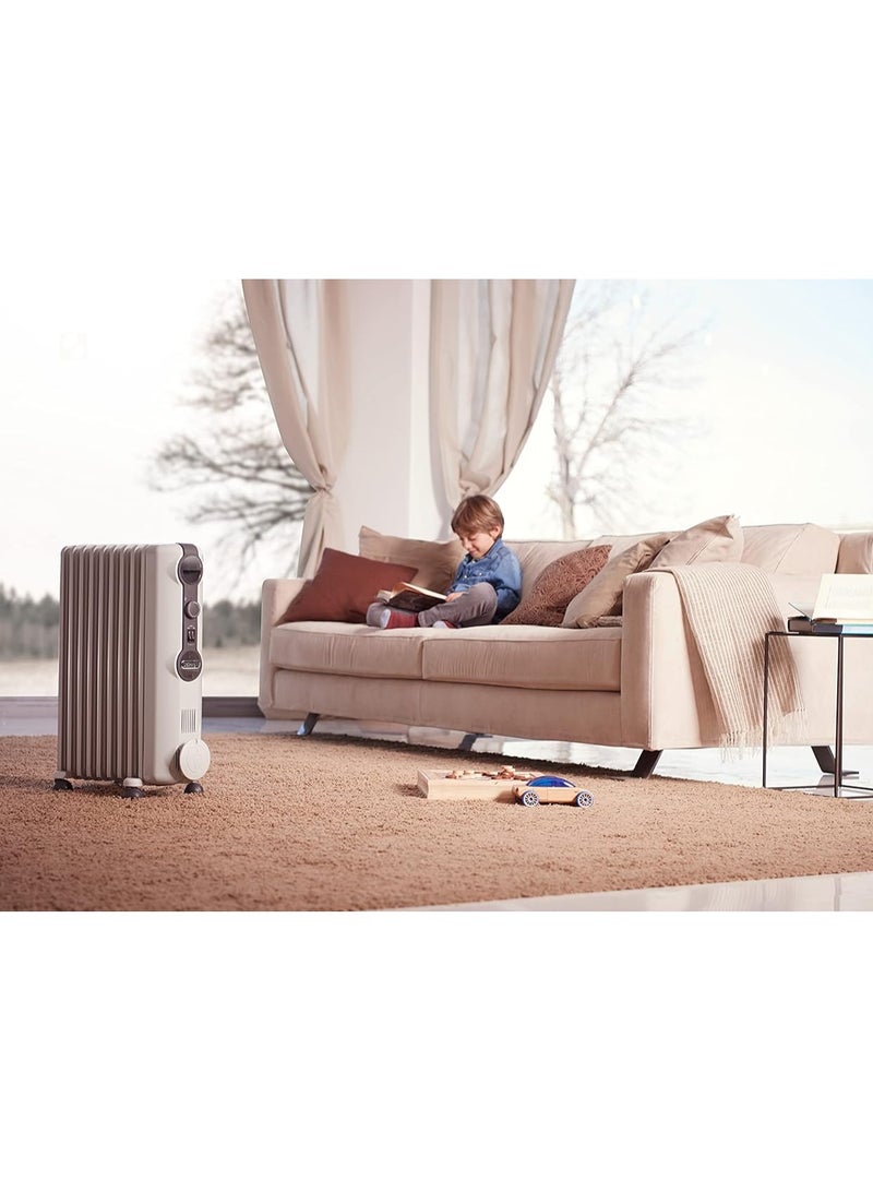 De'Longhi 12 Fin Room Heater Oil Filled Cover 75 m Room  -  3 Speeds 2500 W TRRSE1225 White - Image 3