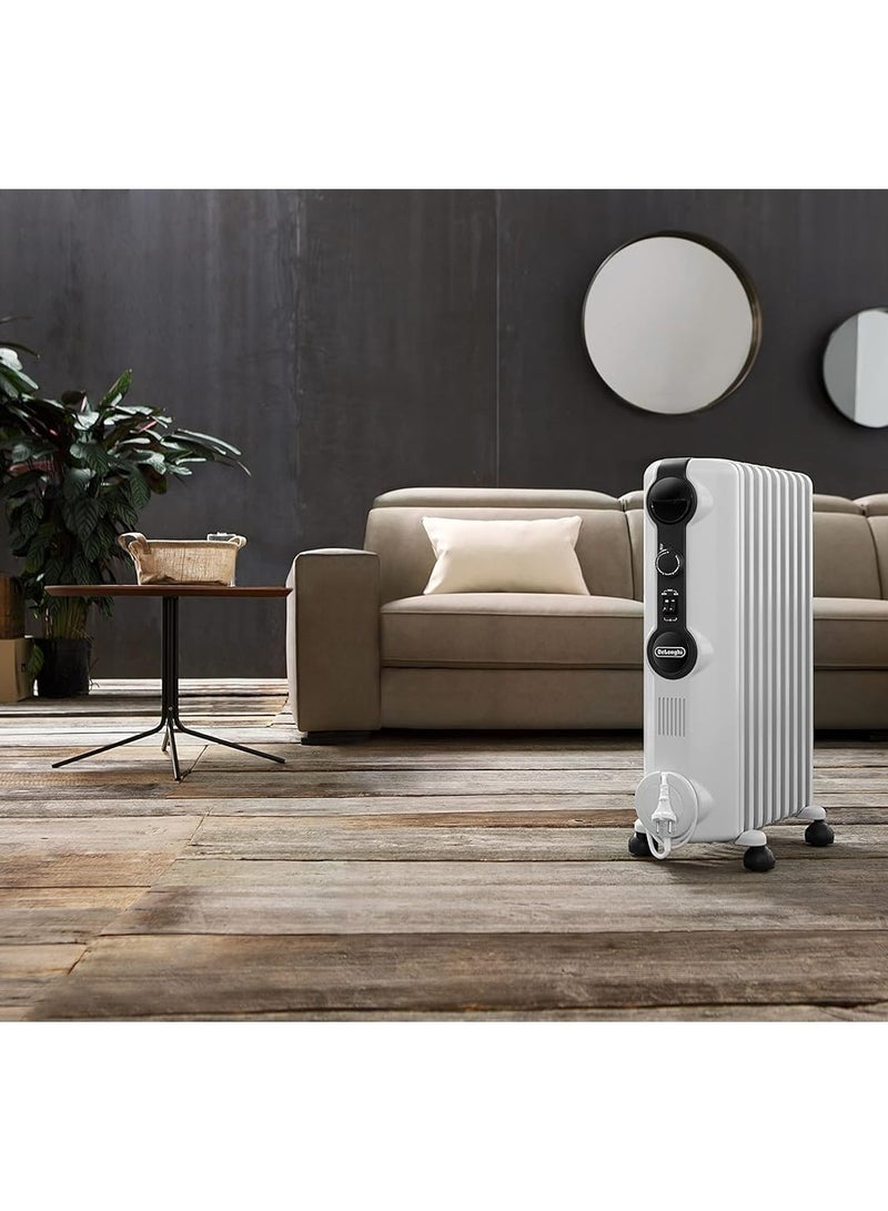 De'Longhi 12 Fin Room Heater Oil Filled Cover 75 m Room  -  3 Speeds 2500 W TRRSE1225 White - Image 4