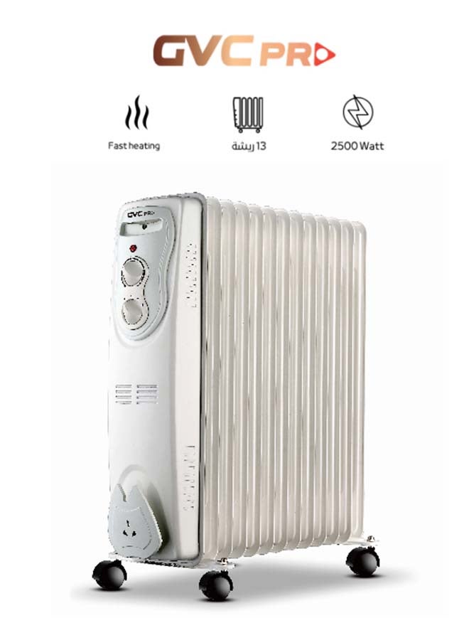 gvc pro 13-Fins Oil Heater 2500 W GVOR-2013 White - Image 2