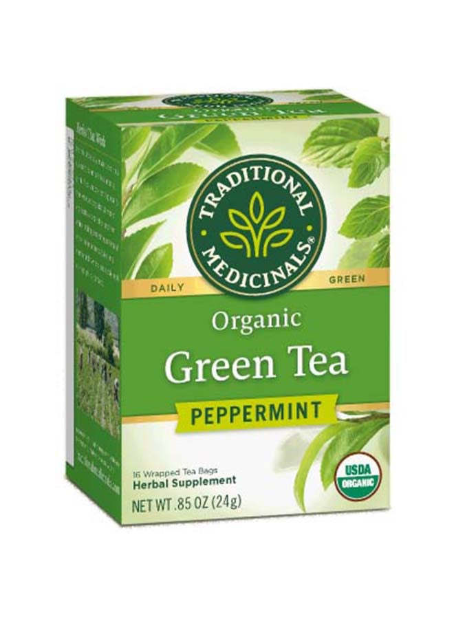 Traditional Medicinals Organic Green Tea Peppermint 16 Tea Bags  - Image 1