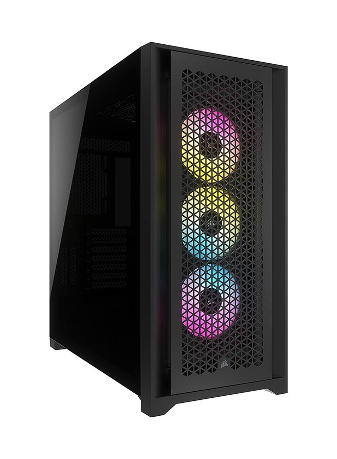 كورسير حافظة iCUE 5000D RGB AIRFLOW متوسطة الحجم، سوداء - 3 مراوح AF120 RGB ELITE - وحدة تحكم iCUE Lighting Node PRO - تصميم تدفق هواء عالي أسود  - Image 1