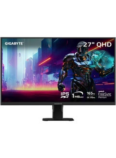 GIGABYTE GS27Q 27" 165Hz 1440P Gaming Monitor, 2560 x 1440 SS IPS Display, 1ms (MPRT) Response Time, HDR Ready, FreeSync Premium, 1x Display Port 1.4, 2x HDMI 2.0 Black  - Image 1