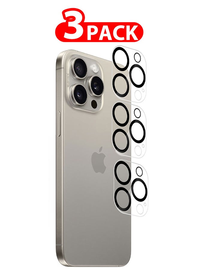 MARGOUN 3 Packs For iPhone 15 Pro Max 3D Camera Lens Protector Tempered Glass 9H Hardness Ultra HD Anti-Scratch Easy To Install Case Friendly Full Coverage Guard Clear - Image 1
