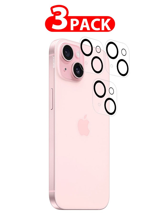 MARGOUN 3 Packs For iPhone 15 Plus 3D Camera Lens Protector Tempered Glass 9H Hardness Ultra HD Anti-Scratch Easy To Install Case Friendly Full Coverage Guard Clear  - Image 1