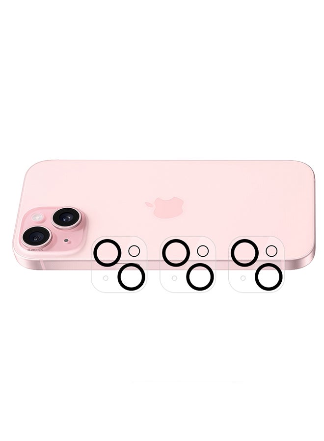 MARGOUN 3 Packs For iPhone 15 3D Camera Lens Protector Tempered Glass 9H Hardness Ultra HD Anti-Scratch Easy To Install Friendly Full Coverage Guard Clear  - Image 3