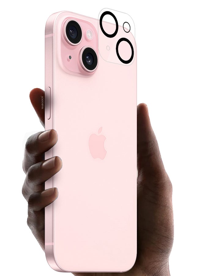 MARGOUN - iPhone 15 3D Camera Lens Protector Tempered Glass 9H Hardness Ultra HD Anti-Scratch Easy To Install Case Friendly Full Coverage Guard Clear - Image 1