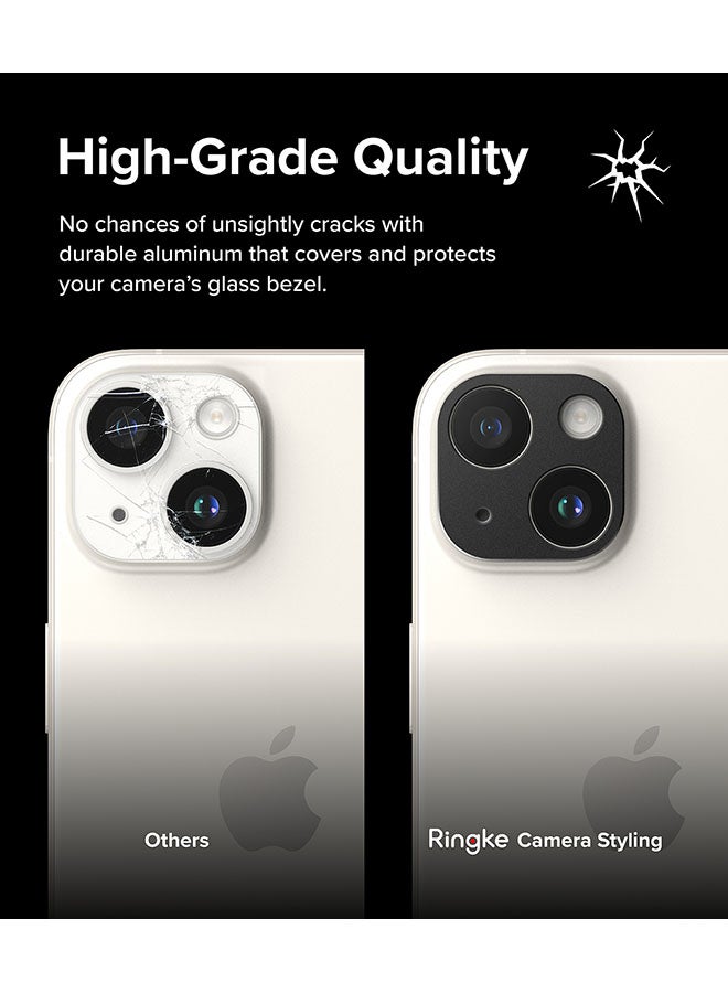 Ringke Pack Of 2 Camera Styling Compatible With iPhone 15 Plus / 15 Camera Lens Protector Aluminium Frame Tough Protective Cover Sticker Black - Image 5