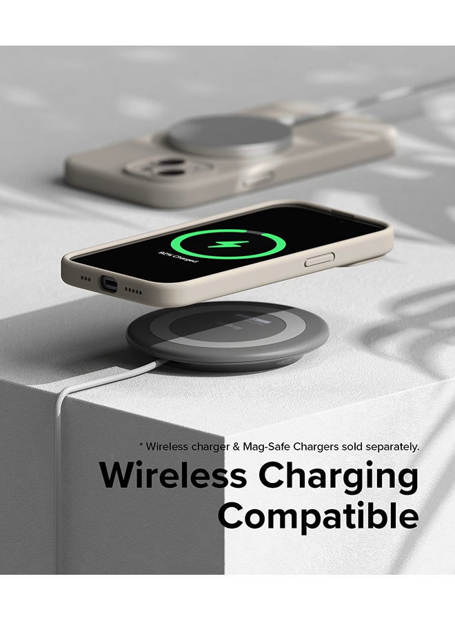 Ringke Silicone Magnetic Compatible With iPhone 15 Plus Case Powerful Magnet Long Lasting Silky Feel Anti-Fingerprint Back Cover - Stone Beige - Image 5