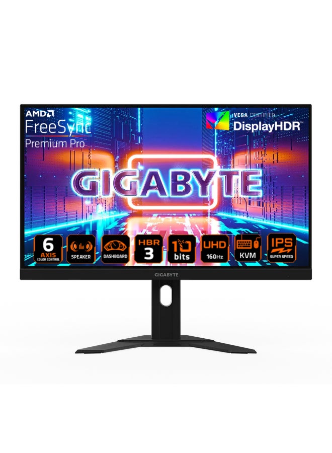 GIGABYTE - M27U 27" 160Hz 2160P UHD-KVM Gaming Monitor, 3840 x 2160 4k SS IPS Display, 1ms (MPRT) Response Time, 95% DCI-P3, HDR, FreeSync Premium Pro, 1x DP 1.4, 2X HDMI 2.1, 3X USB 3.2, 1x USB Type-C Black - Image 1