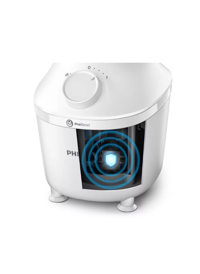 Philips - Plastic Jar Blender - 1 Speed + Pulse, Comes with a Mill + Chopper, 1.9 L 450 W HR2041/30 White - Image 1