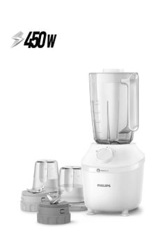 Plastic Jar Blender - 1 Speed + Pulse, Comes with a Mill + Chopper, 1.9 L 450 W HR2041/30 White
