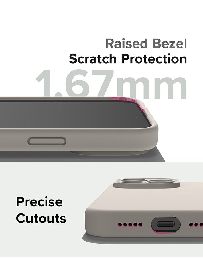 Ringke Silicone Magnetic Compatible With iPhone 15 Pro Case Powerful Magnet Long Lasting Silky Feel Anti-Fingerprint Back Cover - Beige - Image 3