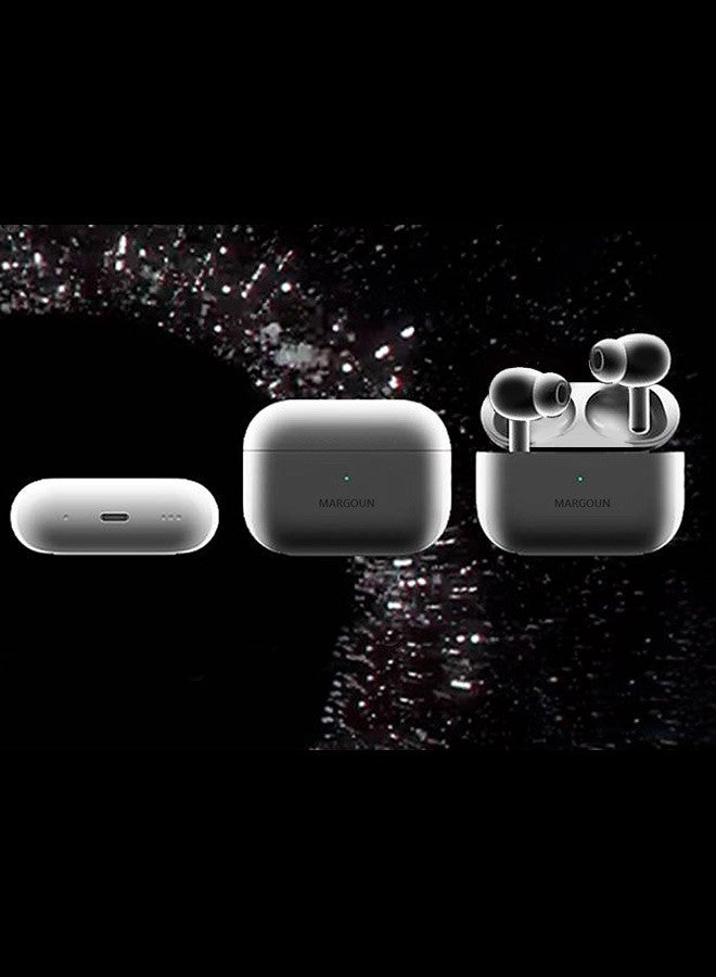 MARGOUN - Wireless Bluetooth Headphones In Ear Light-Weight Headphones Built-In Microphone With Touch Control Noise Cancelling Charging Case White - Image 1