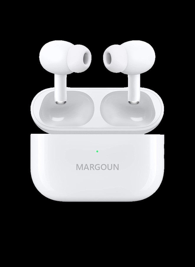 MARGOUN - Wireless Bluetooth Headphones In Ear Light-Weight Headphones Built-In Microphone With Touch Control Noise Cancelling Charging Case White - Image 1