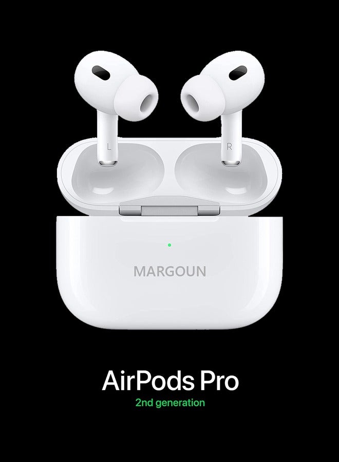 MARGOUN Pro 2 Wireless Earbuds Active Noise Cancelling Headphones Wireless Bluetooth 5.2 With Microphone Charging Case 30H Playtime In-Ear Hi-Fi Stereo Waterproof Headsets White  - Image 2