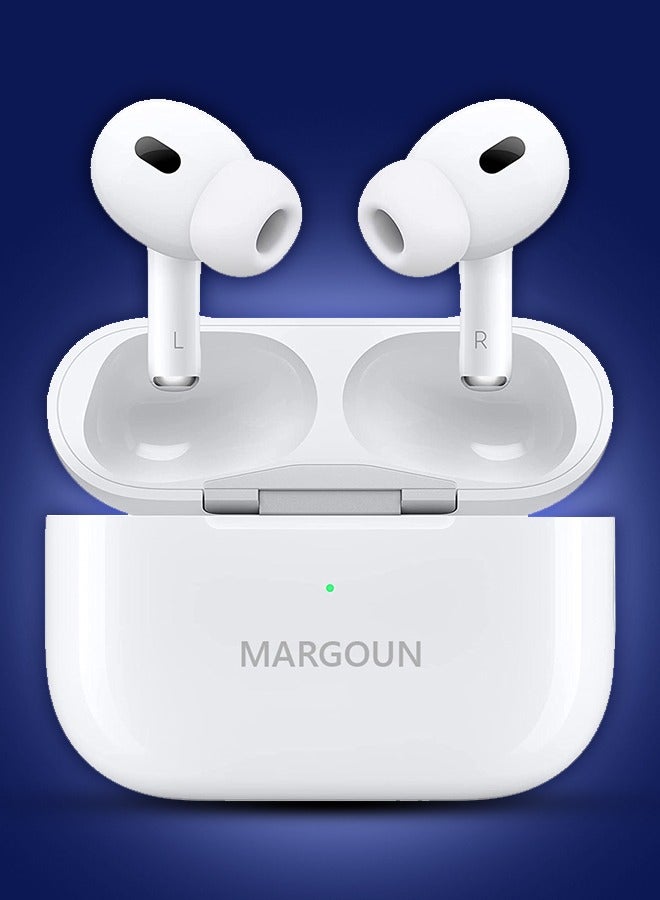 MARGOUN Pro 2 Wireless Earbuds Active Noise Cancelling Headphones Wireless Bluetooth 5.2 With Microphone Charging Case 30H Playtime In-Ear Hi-Fi Stereo Waterproof Headsets White  - Image 3