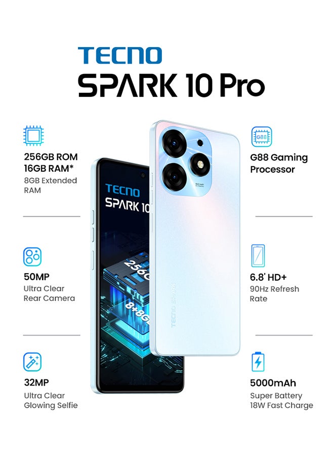 تكنو هاتف Spark 10 Pro بشاشة 6.8 بوصة وذاكرة داخلية سعة 128 جيجابايت وذاكرة وصول عشوائي سعة 8 جيجابايت ويدعم تقنية 4G - إصدار عالمي - Image 4