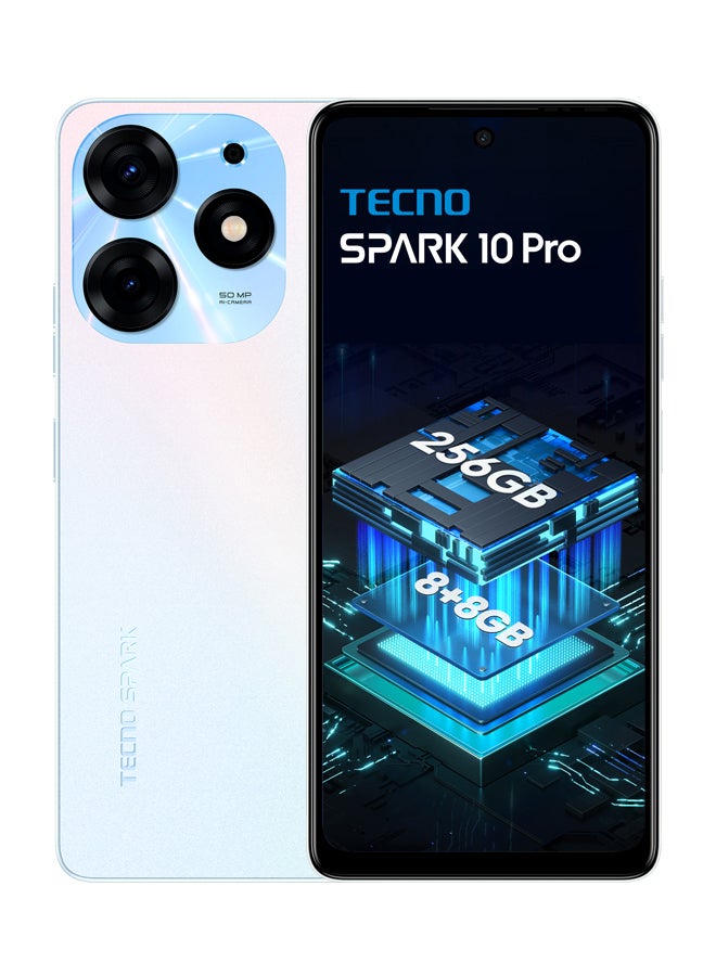 تكنو هاتف Spark 10 Pro بشاشة 6.8 بوصة وذاكرة داخلية سعة 128 جيجابايت وذاكرة وصول عشوائي سعة 8 جيجابايت ويدعم تقنية 4G - إصدار عالمي - Image 1
