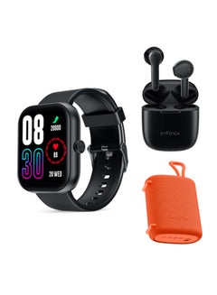 Infinix 3 in 1 Bundle ( XE22 Bluetooth Headset Black + Smart Watch XW1 Black + Portable Speaker XS01 Orange )