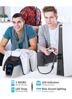 Oivo PS5 Charging Station, OIVO 2H Fast PS5 Controller Charger for PlayStation 5 Dual sense Controller, Upgrade PS5 Charging Dock with 2 Types of Cable, PS5 Charger for Dual PS5 Controller  - Image 3