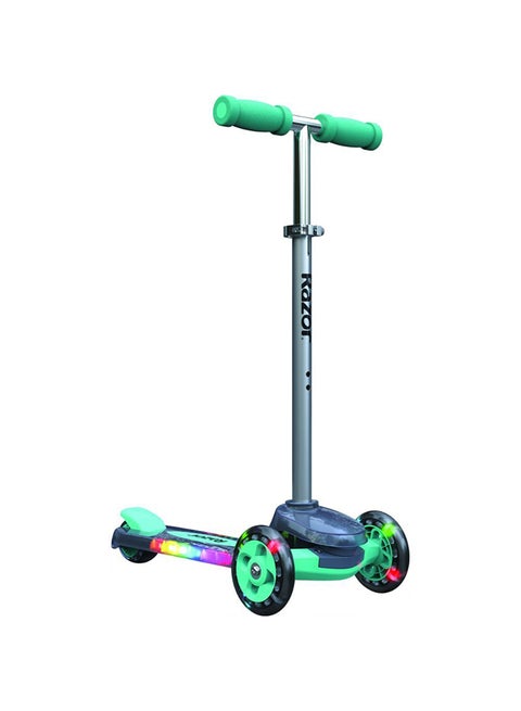 Razor Rollie DLX, 3-Wheel Scooter for Younger Children, Seated and Stand-Up Riding Options, Light Up Wheels, For Ages 2 1/2-4, Adjustable handlebars, Kick Scooter, Teal 70cm