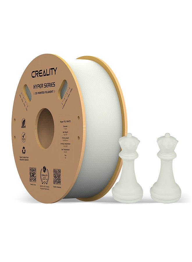 Creality 3D Hyper PLA  Filament 1.75mm High Fluidity High Speed 3D Printing Material Stable Extrusion Spool Dimensional 1KG(2.2lb) Accuracy +/-0.03mm Standard 1 Roll - White White - Image 5