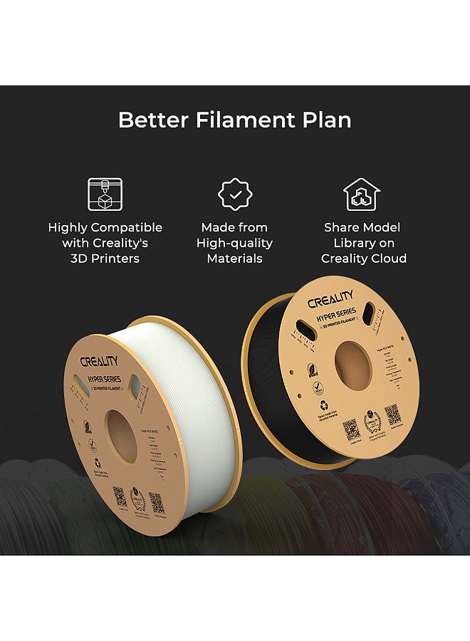 Creality 3D Hyper PLA  Filament 1.75mm High Fluidity High Speed 3D Printing Material Stable Extrusion Spool Dimensional 1KG(2.2lb) Accuracy +/-0.03mm Standard 1 Roll - White White - Image 4