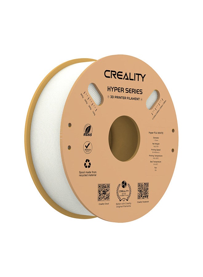 Creality 3D Hyper PLA  Filament 1.75mm High Fluidity High Speed 3D Printing Material Stable Extrusion Spool Dimensional 1KG(2.2lb) Accuracy +/-0.03mm Standard 1 Roll - White White - Image 1