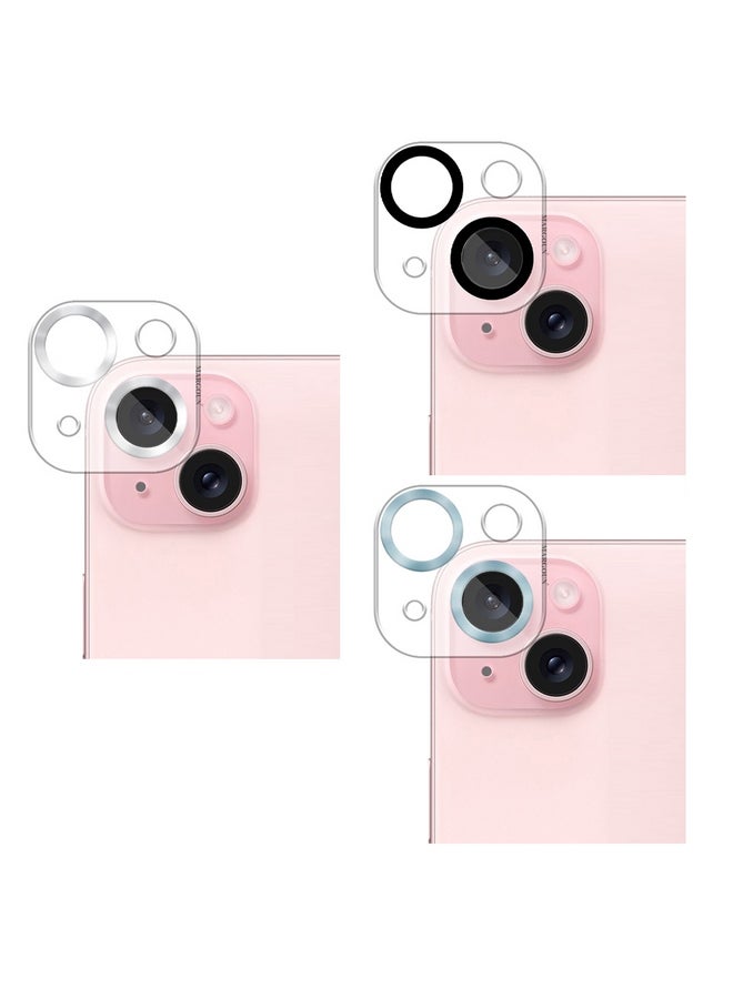 MARGOUN 3 Pack For iPhone 15 Camera Lens Protector Tempered Glass 9H Hardness Ultra HD Anti-Scratch Easy To Install Case Friendly Full Coverage Guard Multicolour1 - Image 2