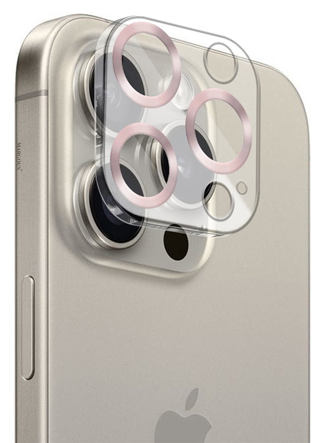 MARGOUN - iPhone 15 Pro Max Camera Lens Protector Tempered Glass 9H Hardness Ultra HD Anti-Scratch Easy To Install Case Friendly Full Coverage Guard Rose Gold - Image 1